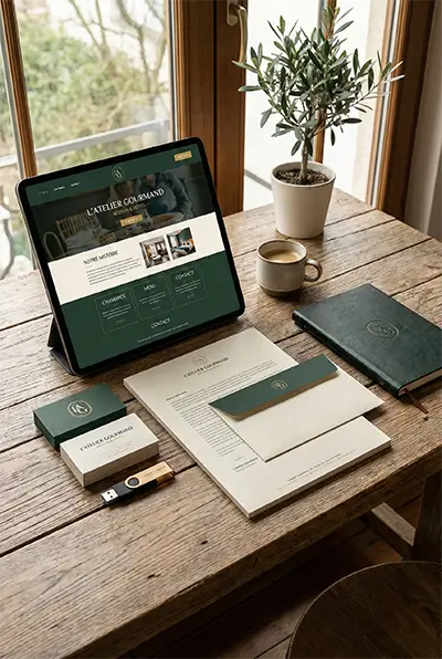 Services Pack identité visuelle restaurant - logo carte de visite menu par graphiste Hôtellerie restauration café